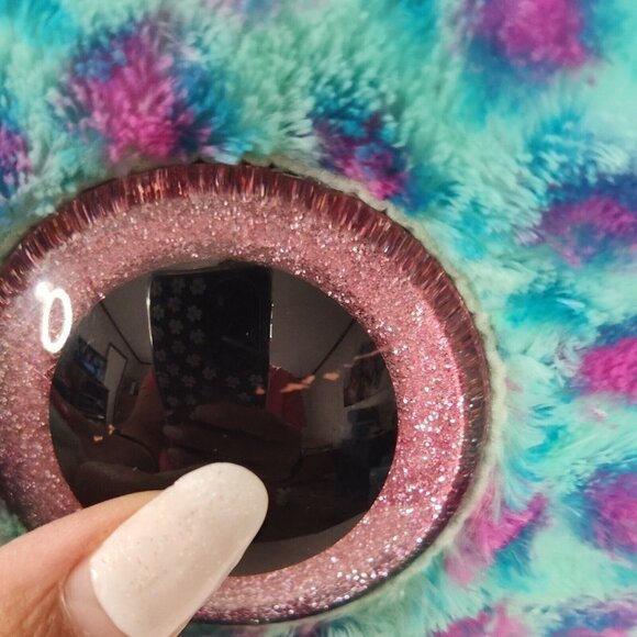 TySilk Beanie Boos Sydney for Claires Blue Spotted Leopard Cat Glitter Eye 16" - Picture 12 of 14